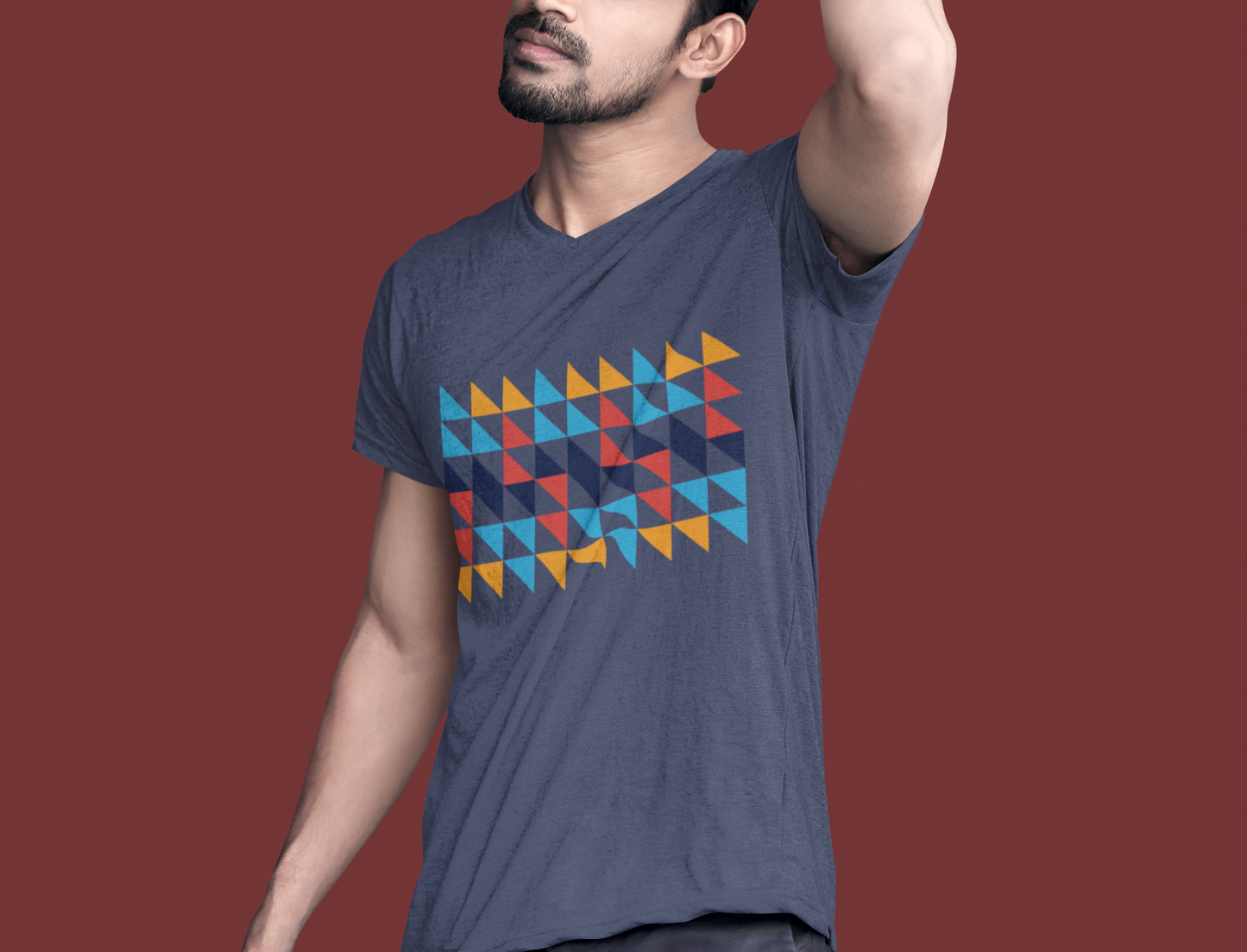 Geometric Color Triangle T-Shirt for Men & Women | Modern Retro Pattern Graphic Tee