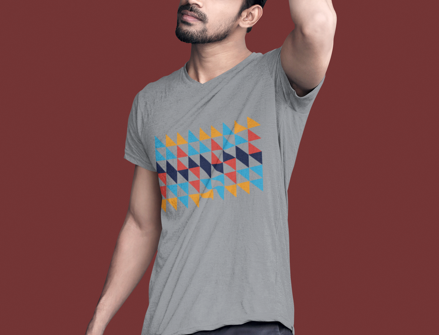 Geometric Color Triangle T-Shirt for Men & Women | Modern Retro Pattern Graphic Tee
