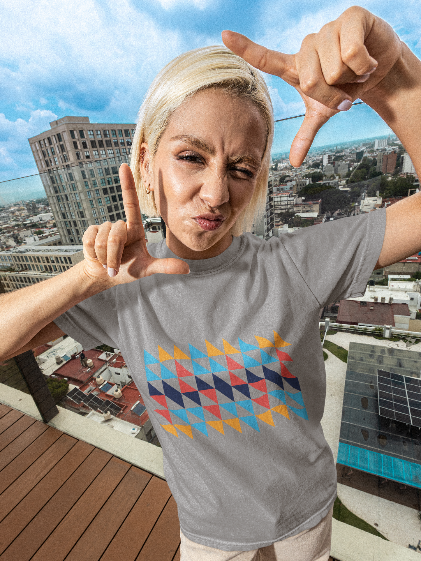 Geometric Color Triangle T-Shirt for Men & Women | Modern Retro Pattern Graphic Tee