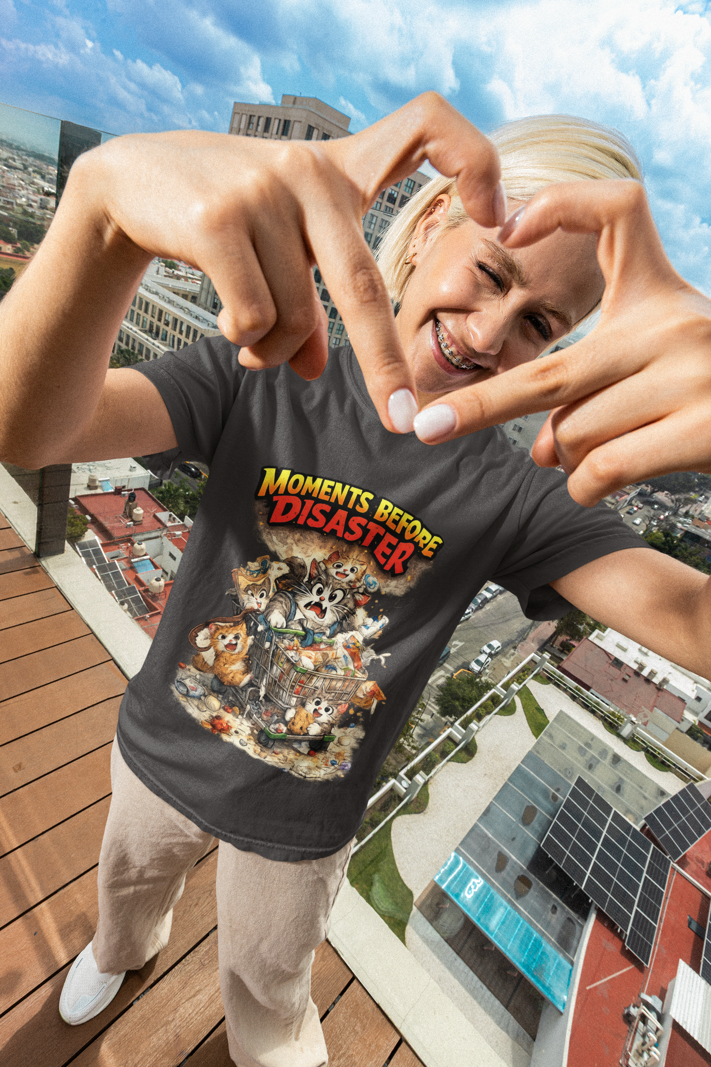 Moments Before Disaster Cat Shirt – Funny Kitten Chaos T-Shirt, Cute Cat Mom Graphic Tee, Vintage Cartoon Cat Shirt
