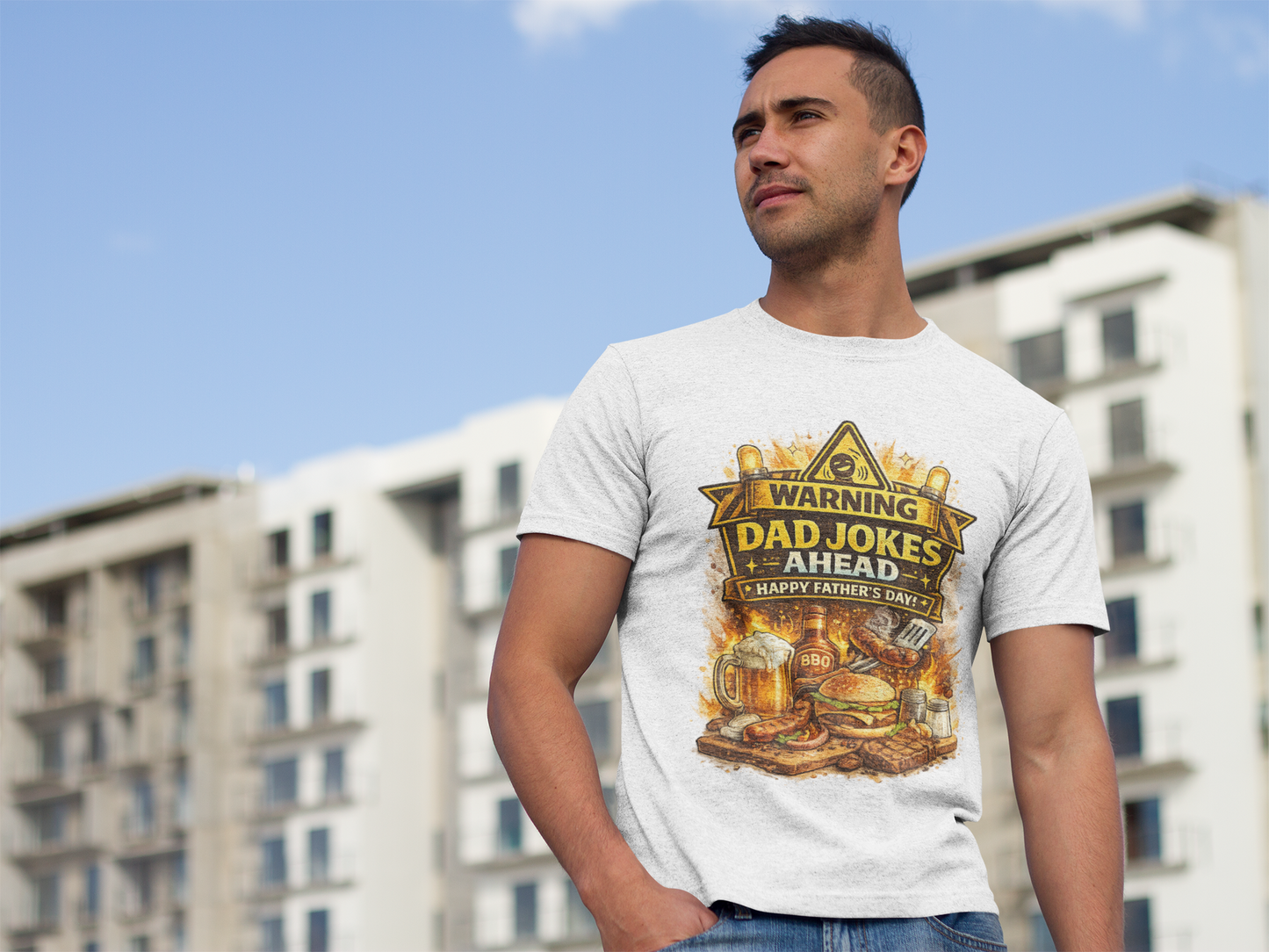 Warning Dad Jokes Ahead Shirt | Funny Fathers Day Grill Beer Tee | Dad BBQ Humor Graphic Shirt