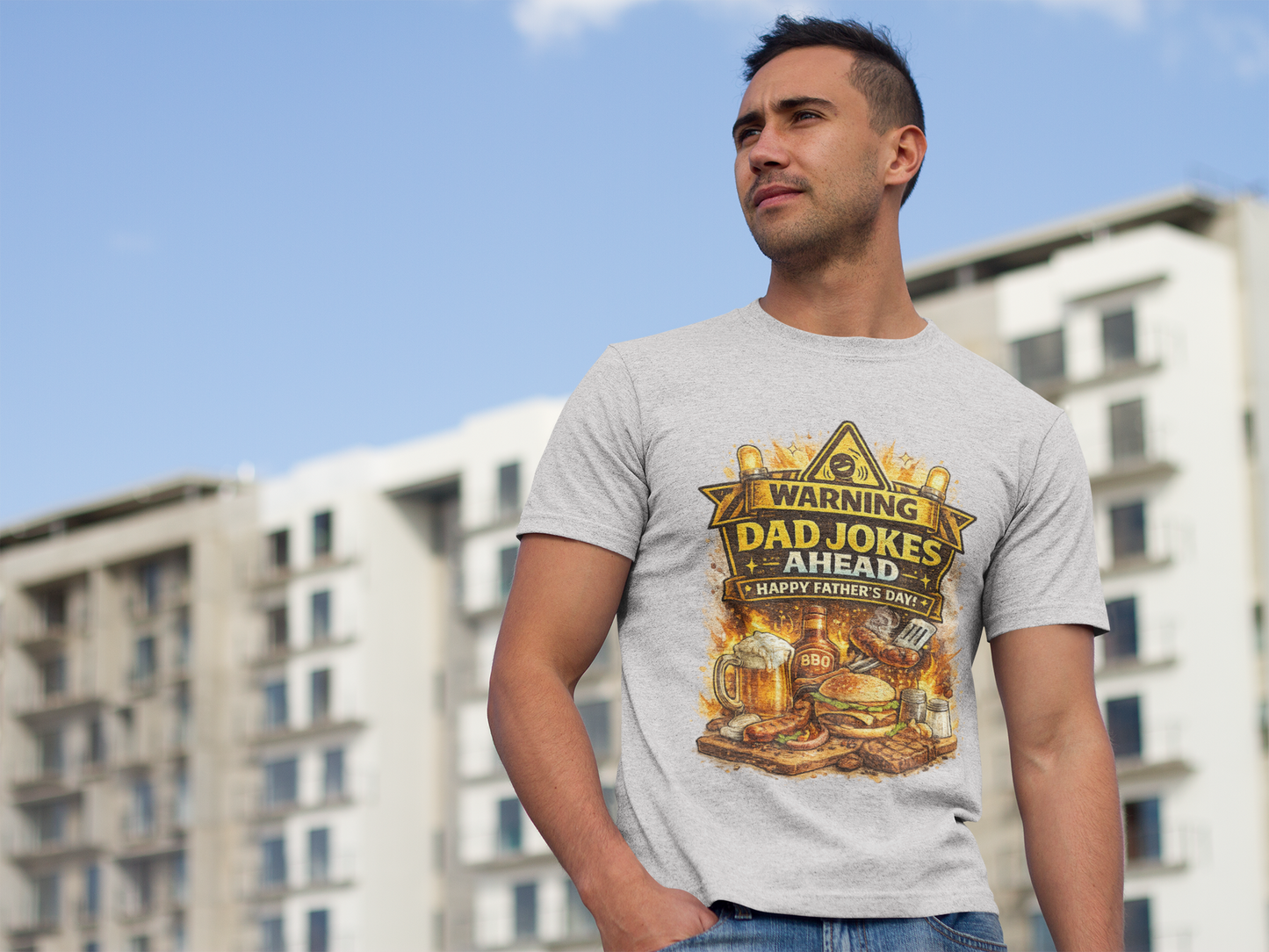 Warning Dad Jokes Ahead Shirt | Funny Fathers Day Grill Beer Tee | Dad BBQ Humor Graphic Shirt