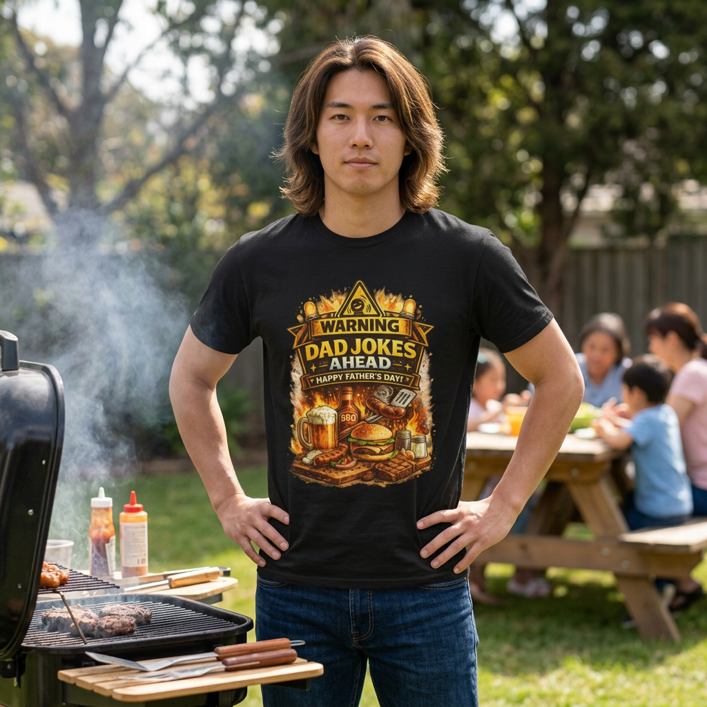 Warning Dad Jokes Ahead Shirt | Funny Fathers Day Grill Beer Tee | Dad BBQ Humor Graphic Shirt