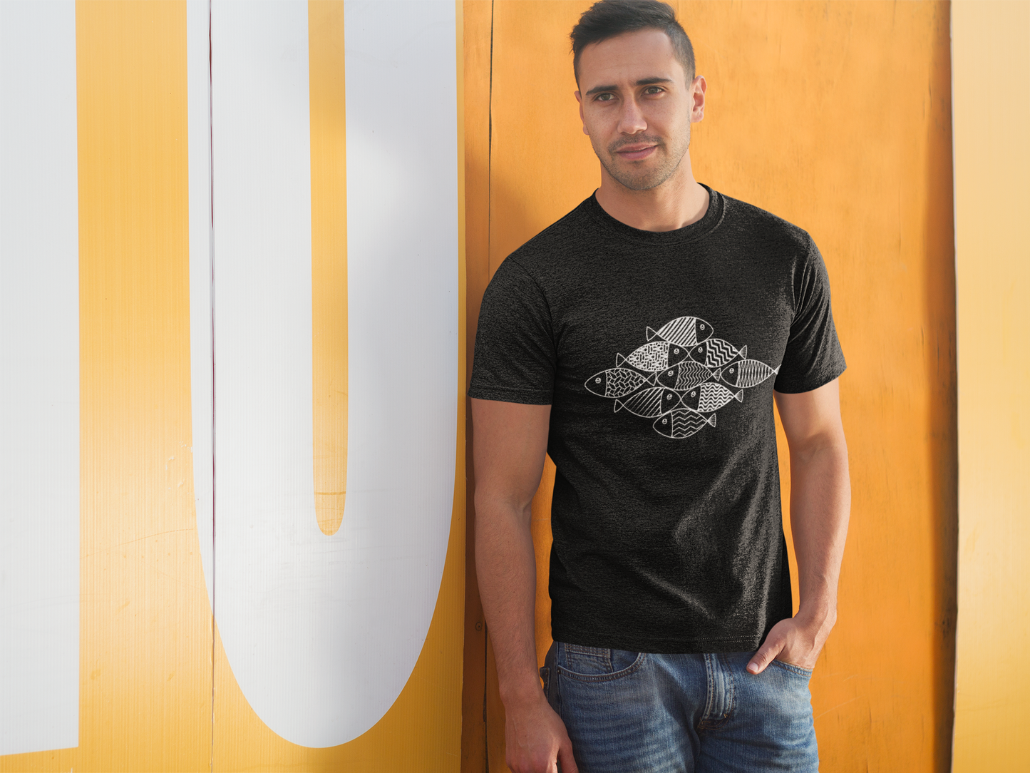 School of Fish T-Shirt, Fishing Lover Graphic Tee, Coastal Fish Art Shirt, Fisherman Gift for Dad, Lake Life Unisex T-Shirt