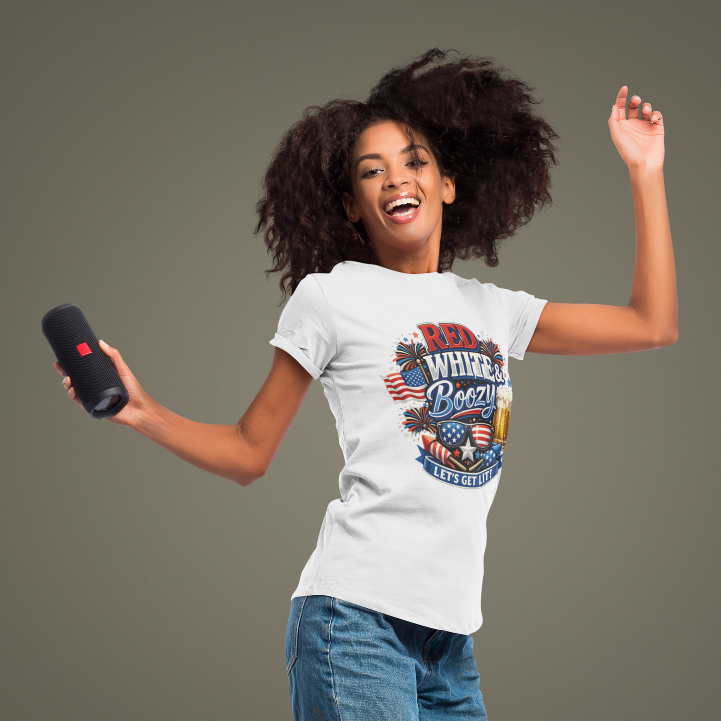 Red White & Boozy T-Shirt | Funny 4th of July Beer Shirt | Patriotic Drinking Tee | Let's Get Lit Independence Day Graphic
