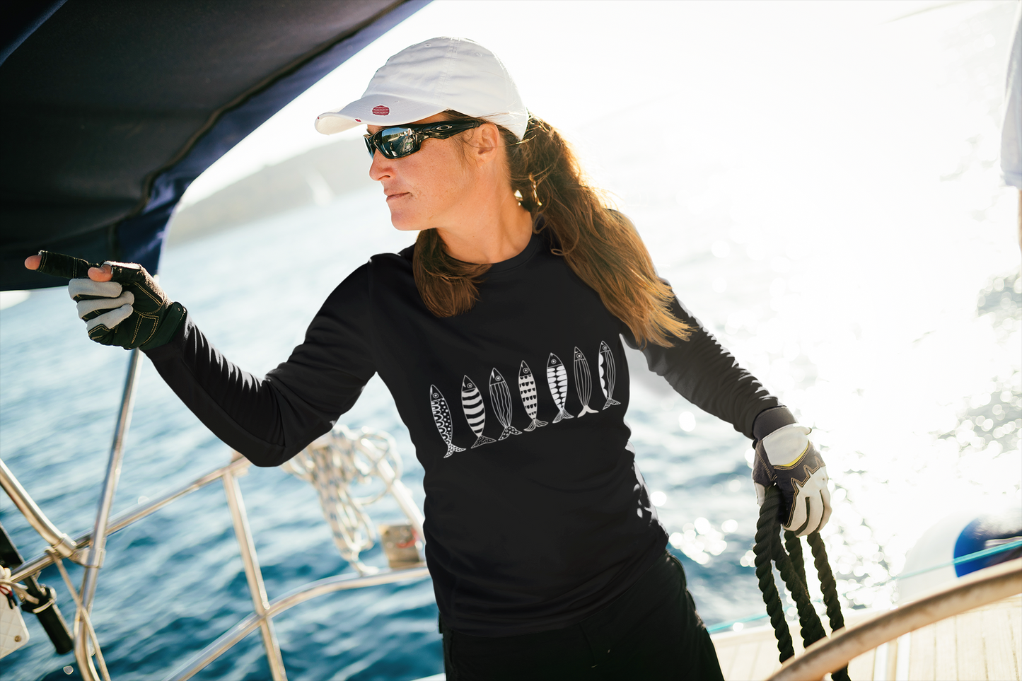 Nautical Fish Long Sleeve Shirt | Coastal Beach Tee | Blue Fish Graphic Shirt | Ocean Lover Gift | Seaside Apparel