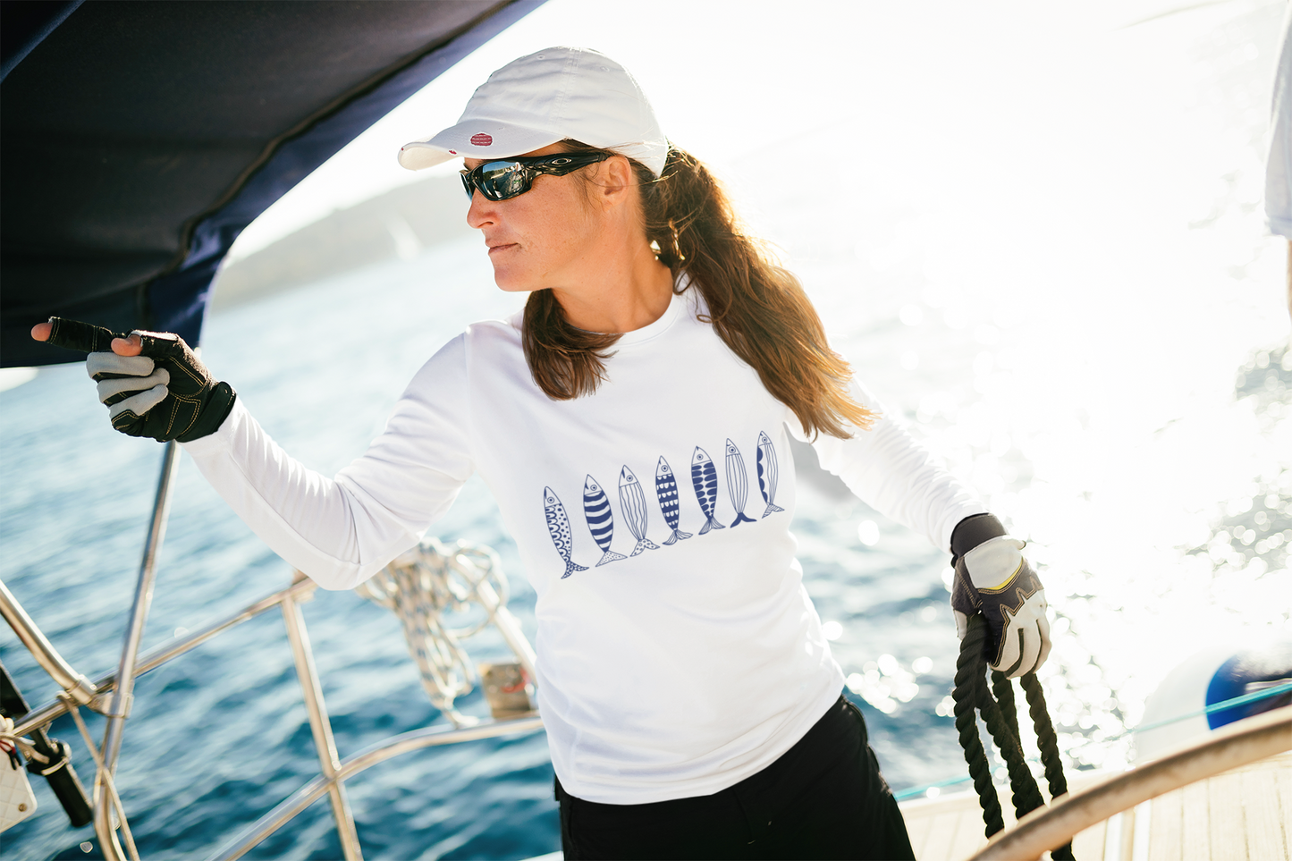 Nautical Fish Long Sleeve Shirt | Coastal Beach Tee | Blue Fish Graphic Shirt | Ocean Lover Gift | Seaside Apparel