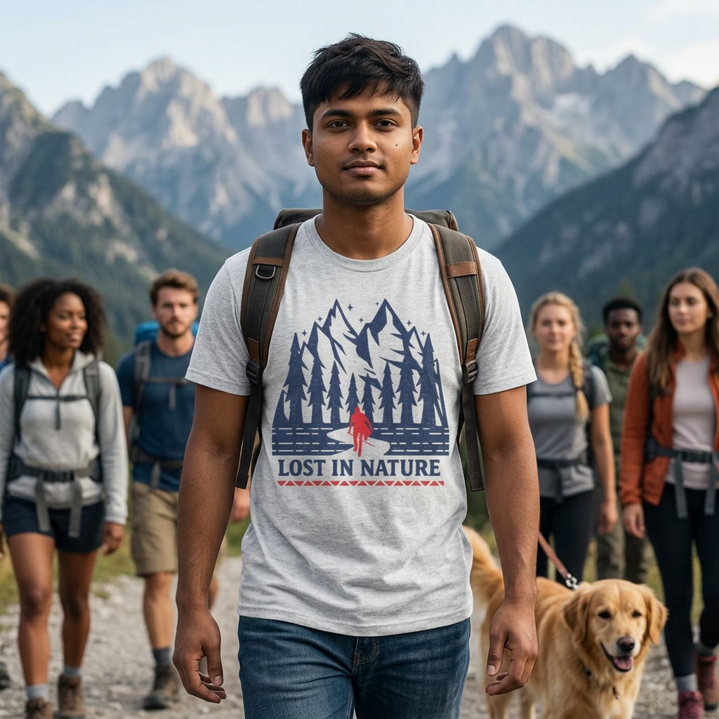 Lost in Nature T-Shirt | Mountain Hiking Shirt | Forest Adventure Graphic Tee | Nature Lover Gift | Outdoor Explorer Shirt