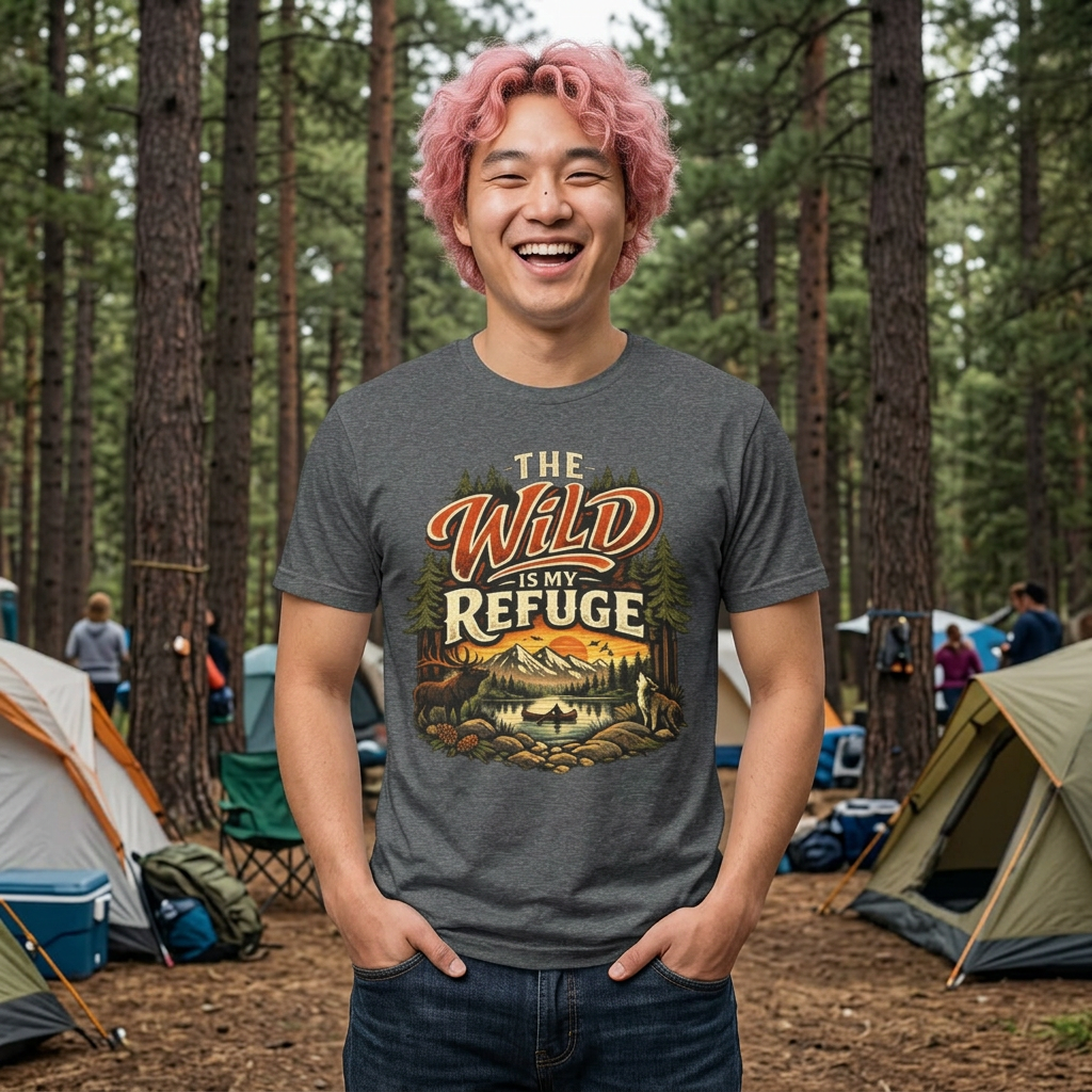 The Wild Is My Refuge T-Shirt | Camping & Hiking Graphic Tee | Outdoor Adventure Nature Shirt for Trail Lovers