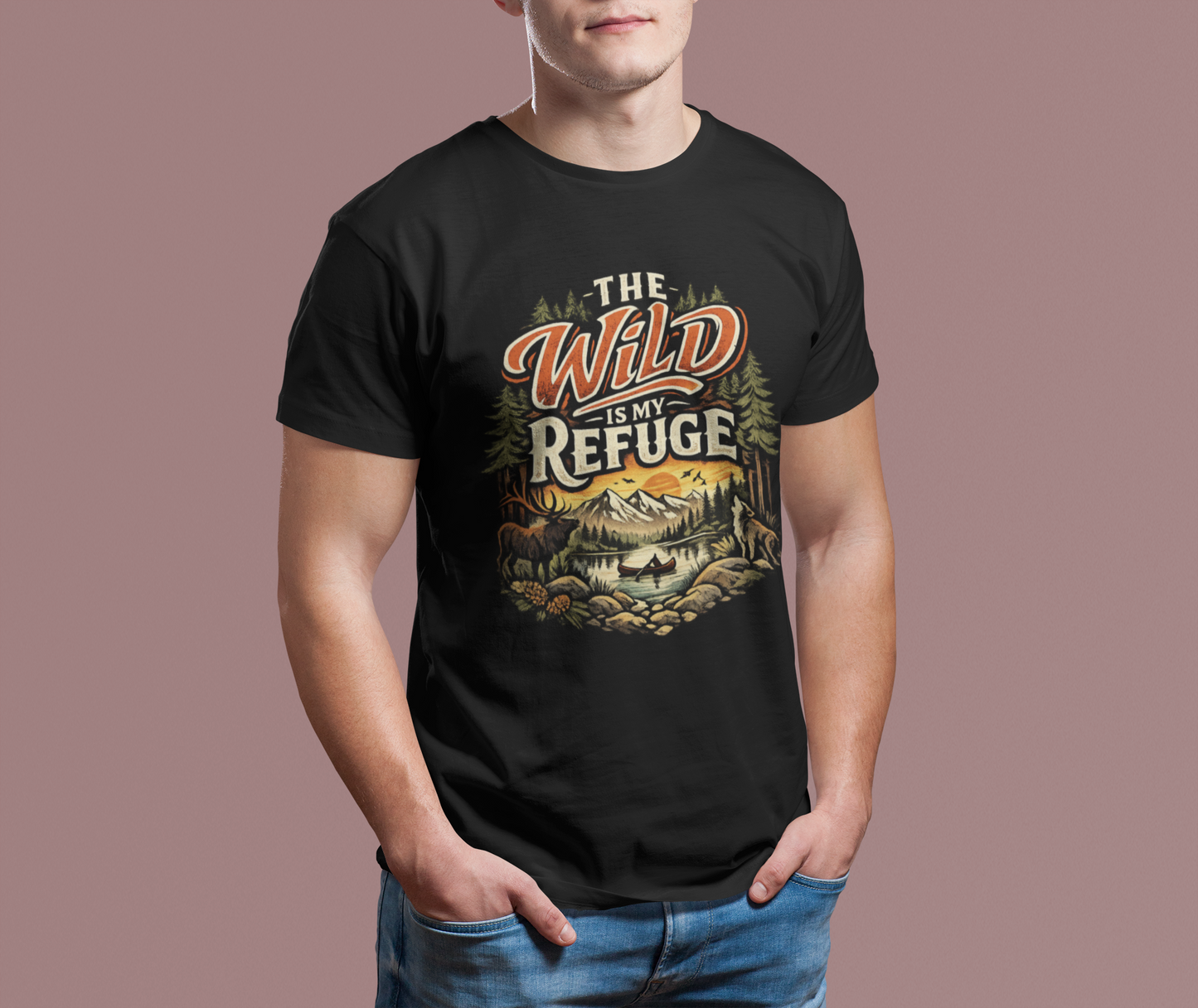 The Wild Is My Refuge T-Shirt | Camping & Hiking Graphic Tee | Outdoor Adventure Nature Shirt for Trail Lovers