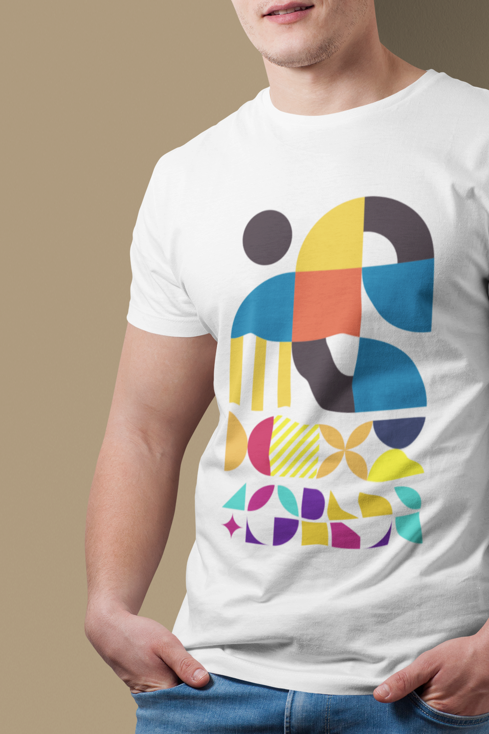 Abstract Geometric Shapes T-Shirt, Mid Century Modern Graphic Tee, Colorful Retro Pattern Shirt, Minimalist Art Unisex Tee, Modern Design Top