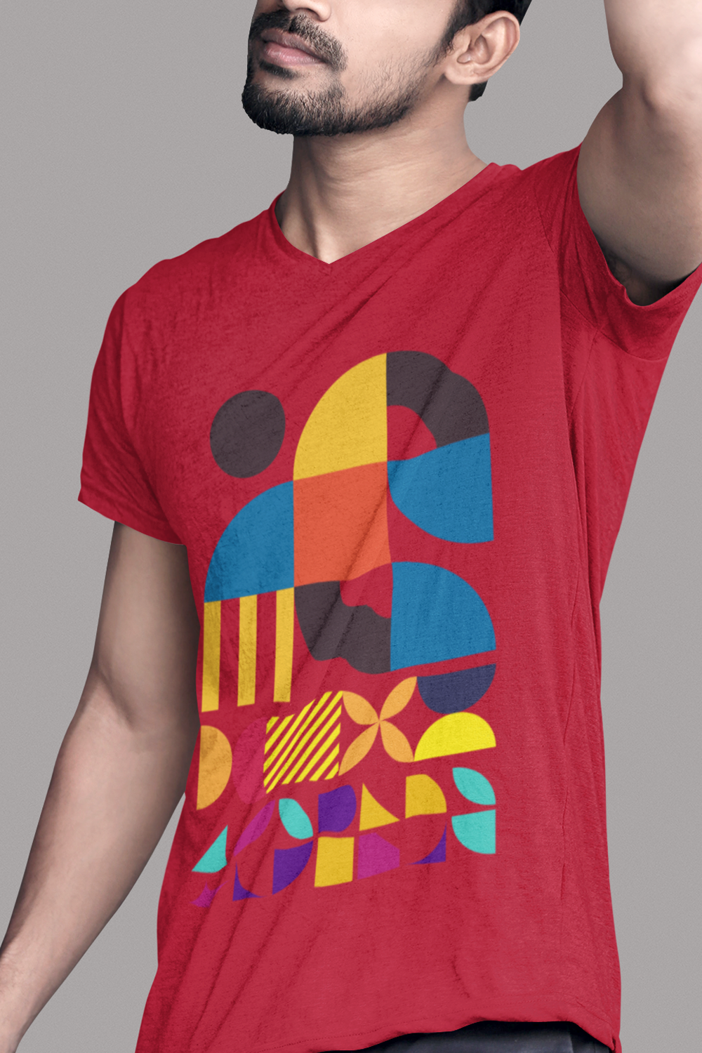 Abstract Geometric Shapes T-Shirt, Mid Century Modern Graphic Tee, Colorful Retro Pattern Shirt, Minimalist Art Unisex Tee, Modern Design Top