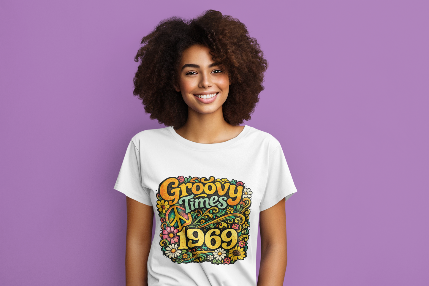 Groovy Times 1969 T-Shirt | Retro Hippie Flower Power Tee | Vintage 60s Graphic Shirt