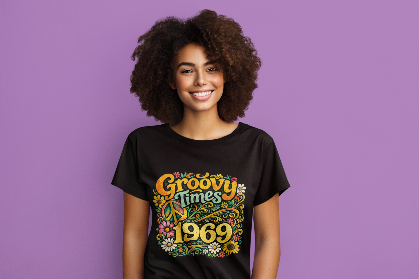 Groovy Times 1969 T-Shirt | Retro Hippie Flower Power Tee | Vintage 60s Graphic Shirt