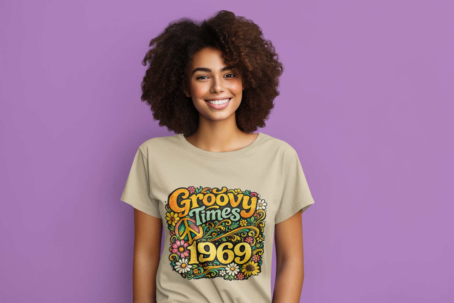 Groovy Times 1969 T-Shirt | Retro Hippie Flower Power Tee | Vintage 60s Graphic Shirt