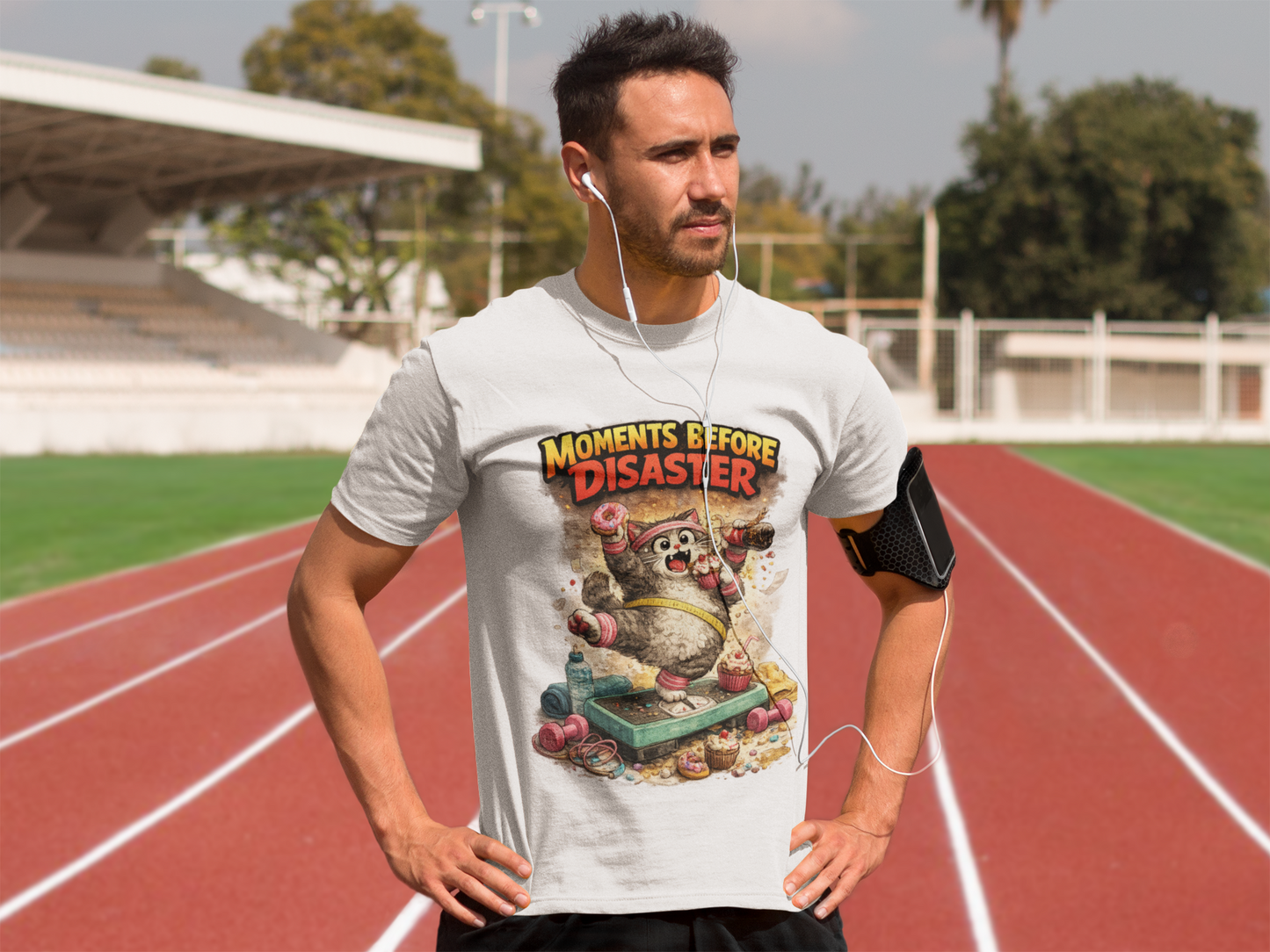 Moments Before Disaster T-Shirt | Funny Cartoon Cat Chaos Tee | Humorous Graphic Shirt