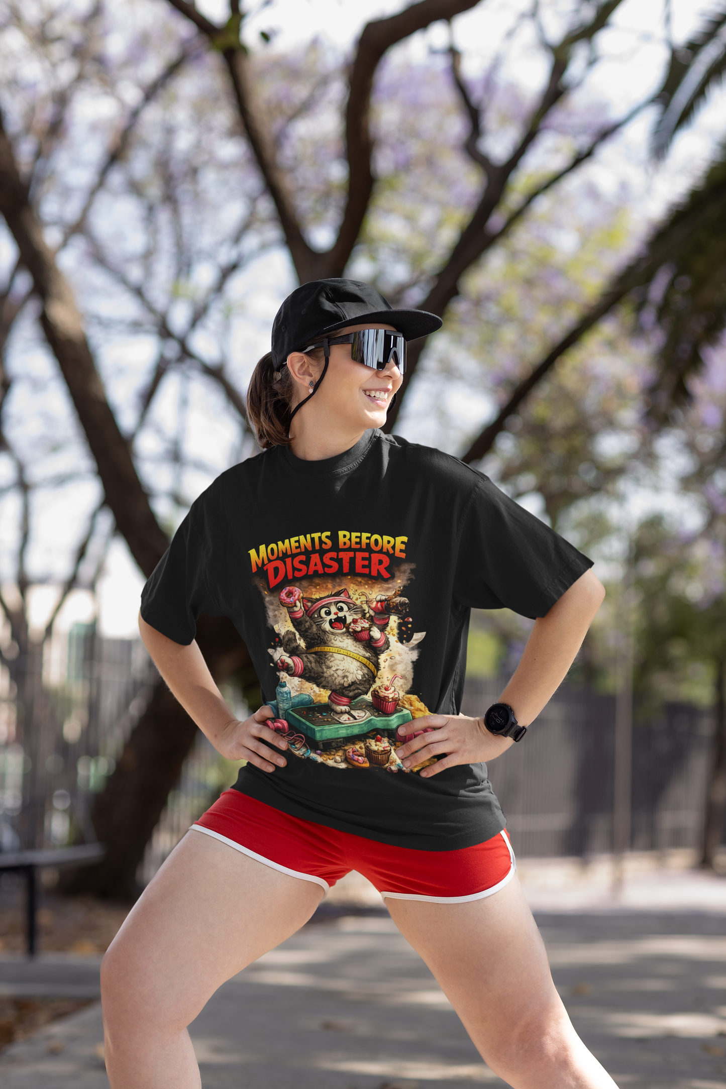 Moments Before Disaster T-Shirt | Funny Cartoon Cat Chaos Tee | Humorous Graphic Shirt