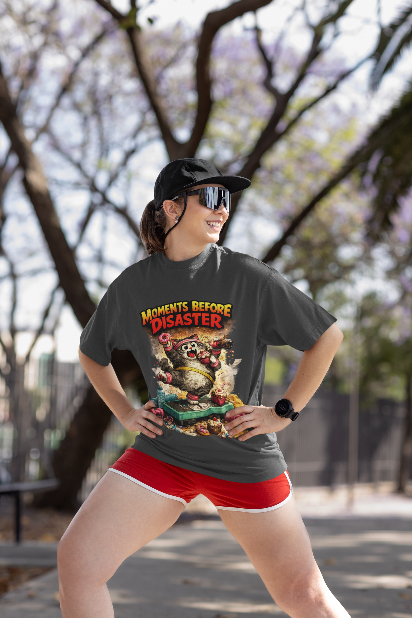 Moments Before Disaster T-Shirt | Funny Cartoon Cat Chaos Tee | Humorous Graphic Shirt