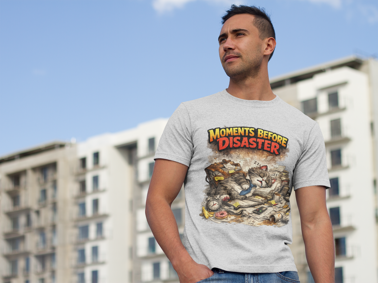 Moments Before Disaster Cat T-Shirt, Funny Cat Lover Tee, Chaos Cat Graphic Shirt, Retro Vintage Cat Tee, Humorous Kitty Gift