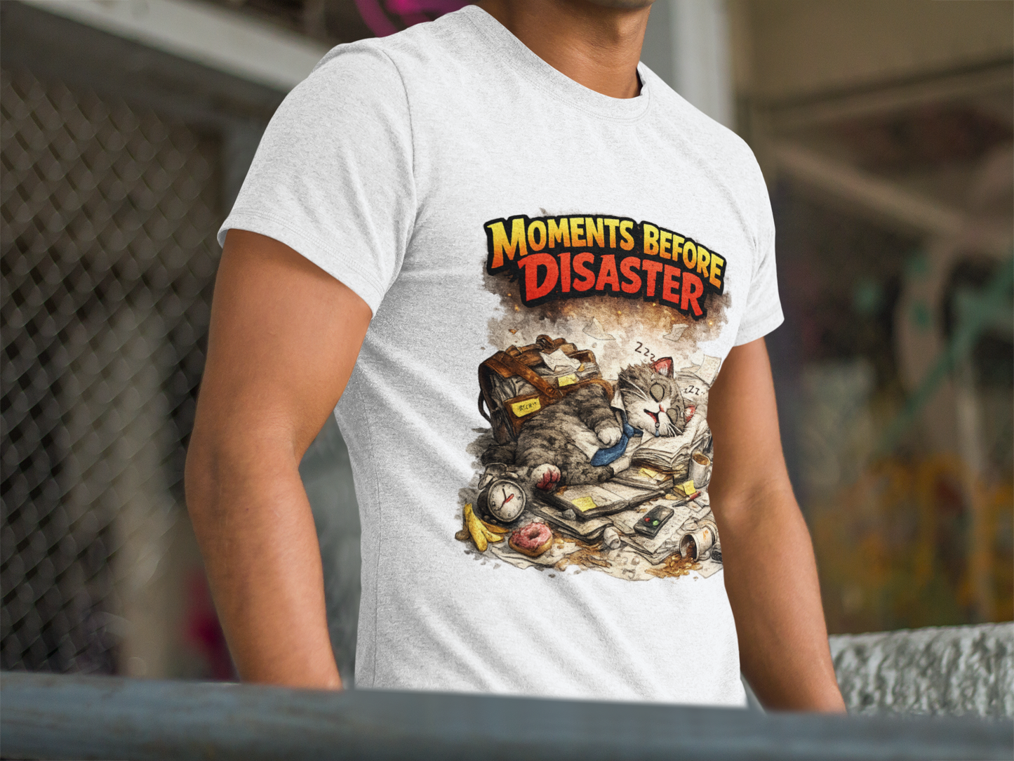 Moments Before Disaster Cat T-Shirt, Funny Cat Lover Tee, Chaos Cat Graphic Shirt, Retro Vintage Cat Tee, Humorous Kitty Gift