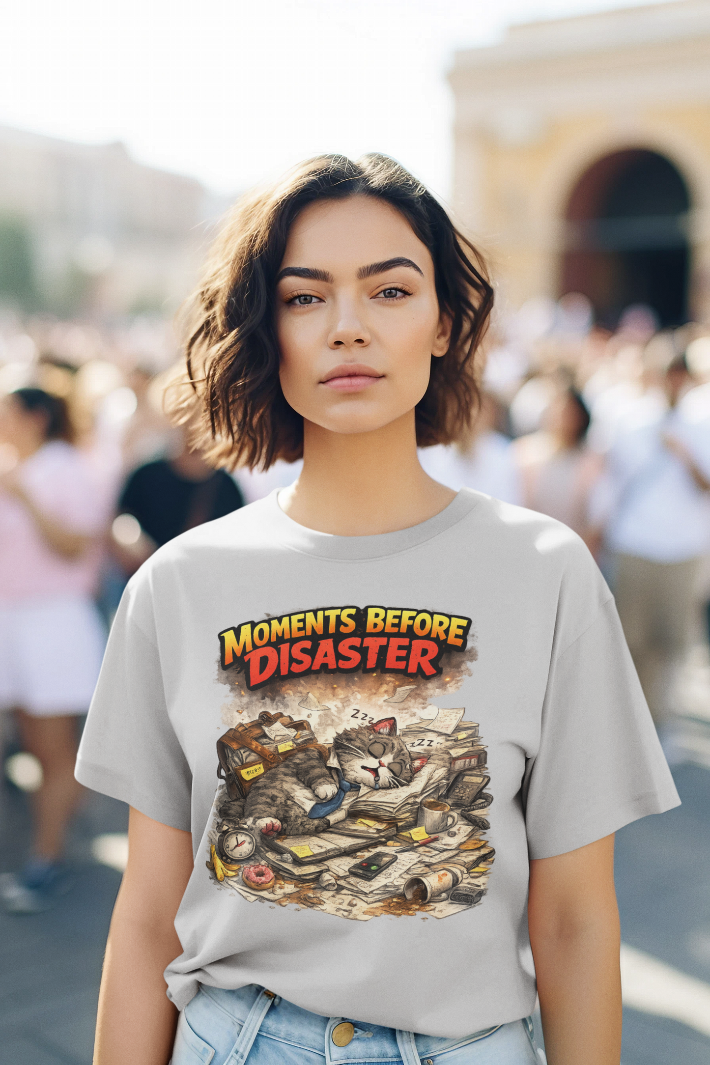 Moments Before Disaster Cat T-Shirt, Funny Cat Lover Tee, Chaos Cat Graphic Shirt, Retro Vintage Cat Tee, Humorous Kitty Gift