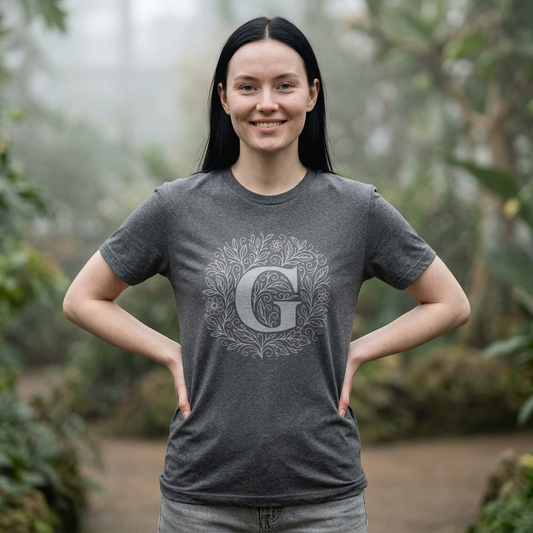 Personalized Initial G, Unisex Heavy Cotton Tee, Custom Graphic T-Shirt, Gifts for Her, Birthday, Casual Wear, Women's Fashion