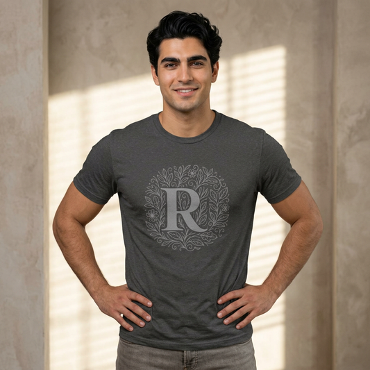 Personalized Initial R Graphic Tee, Unisex Heavy Cotton T-Shirt