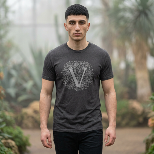Personalized Initial V Floral Graphic Tee, Unisex Cotton T-Shirt