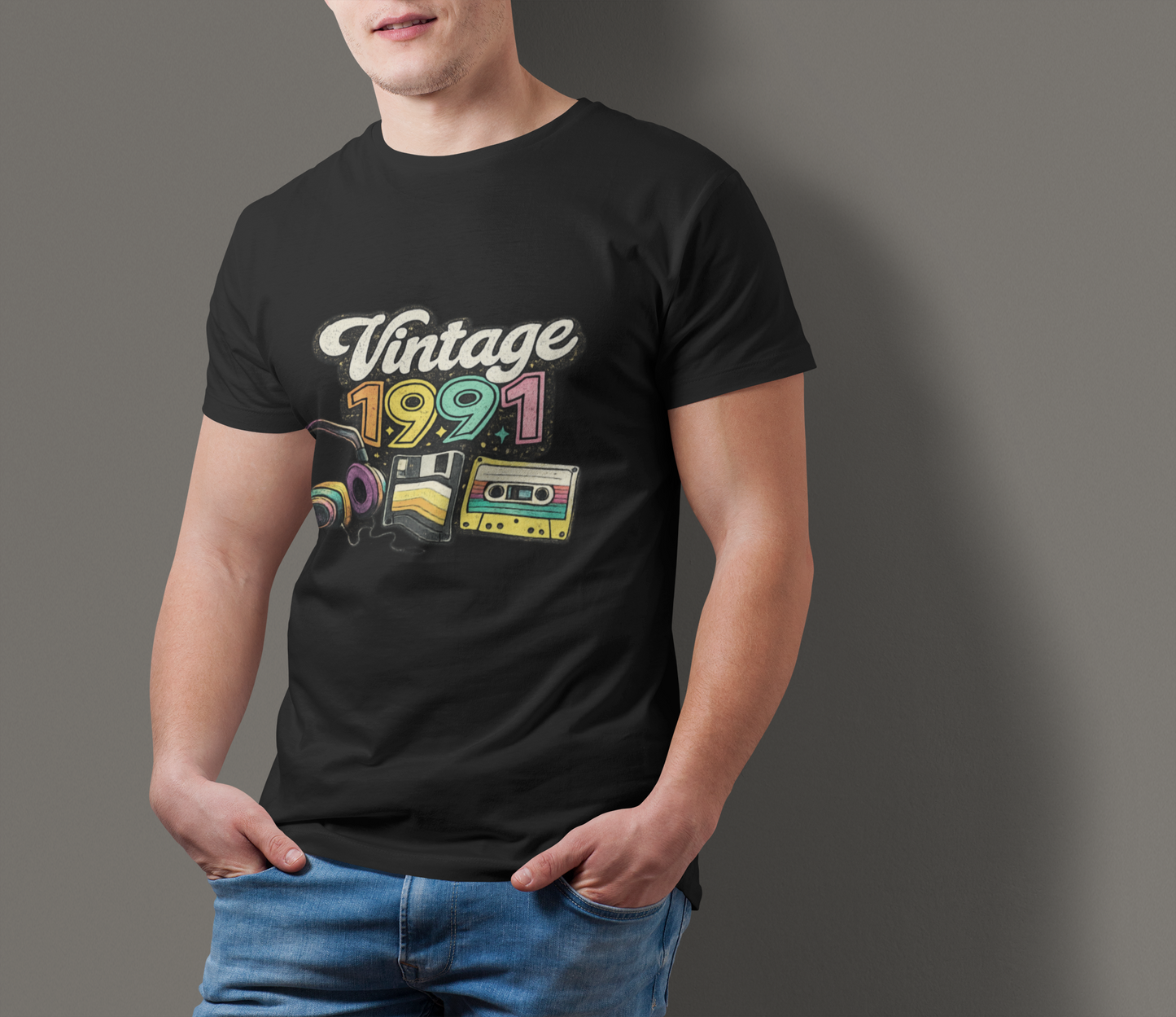 Made in 1991 Totally Rad T-Shirt | Retro 90s Birth Year Shirt | 1991 Birthday Gift Tee