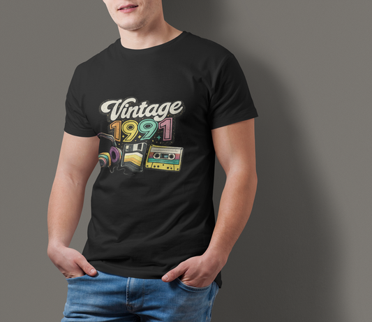 Made in 1991 Totally Rad T-Shirt | Retro 90s Birth Year Shirt | 1991 Birthday Gift Tee