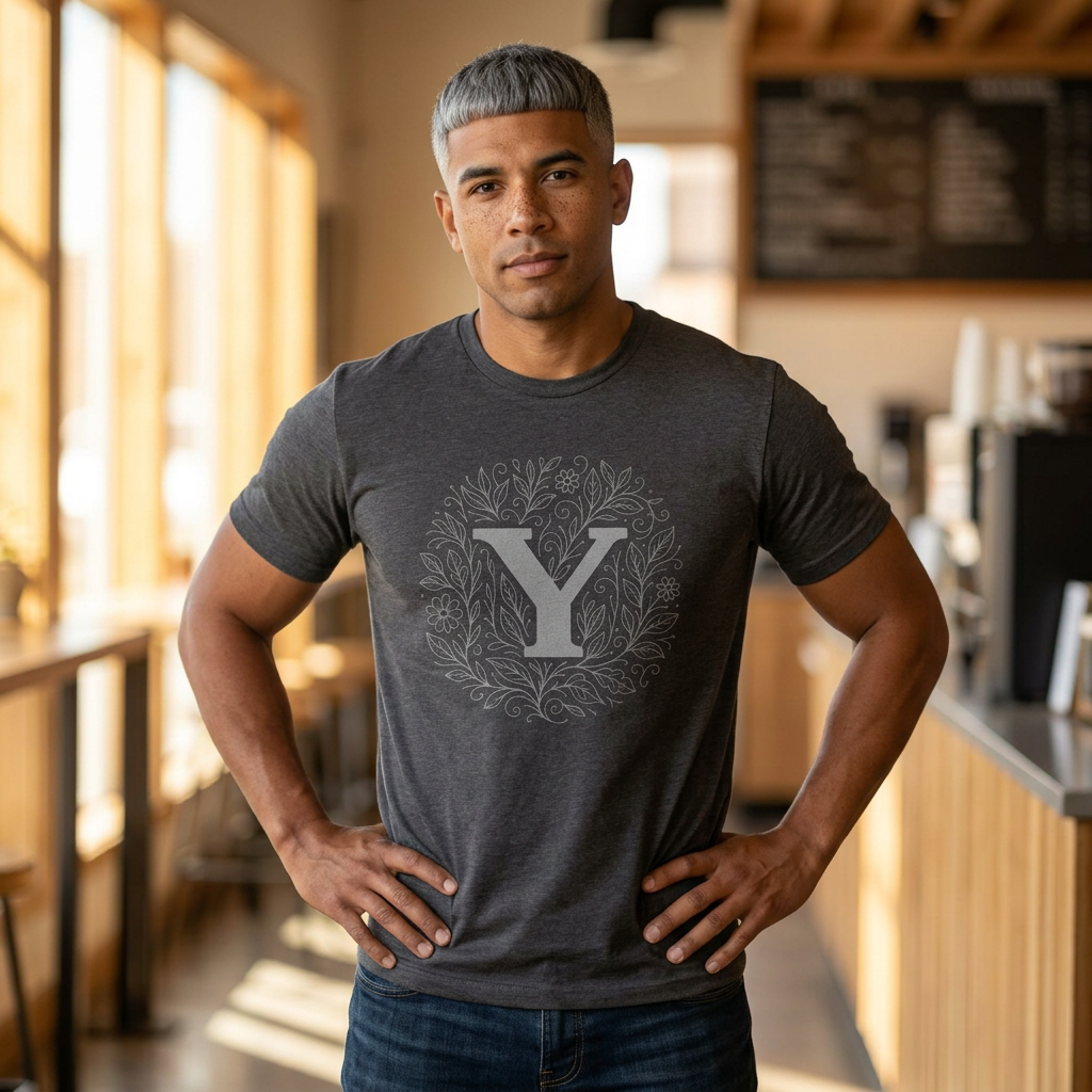 Personalized Initial Y, Unisex Heavy Cotton Tee, Custom Graphic T-Shirt, Gifts for Her, Birthday, Casual Wear, Women's Fashion