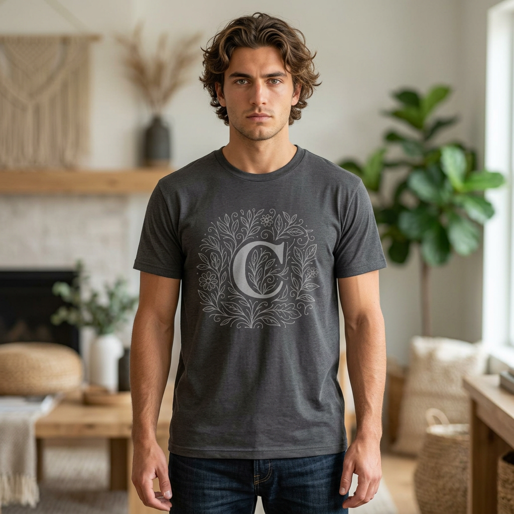 Personalized Initial C Graphic Tee, Heavy Cotton Unisex T-Shirt