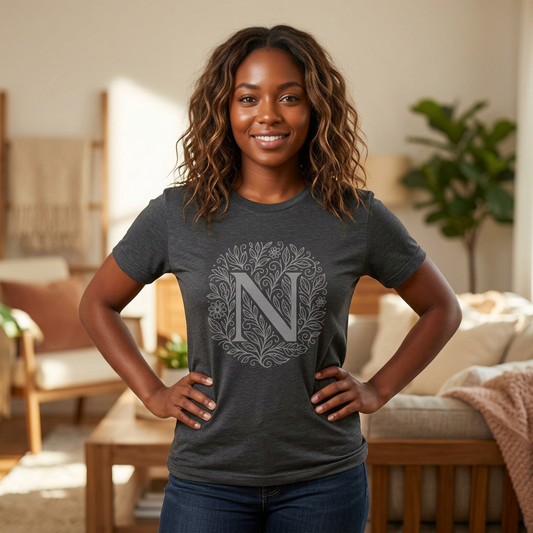 Personalized Initial N Graphic Tee, Unisex Heavy Cotton T-Shirt
