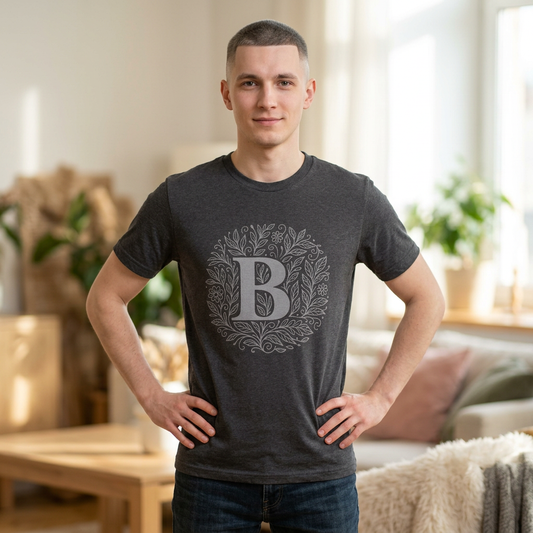 Personalized Initial B Graphic Tee, Unisex Heavy Cotton T-Shirt