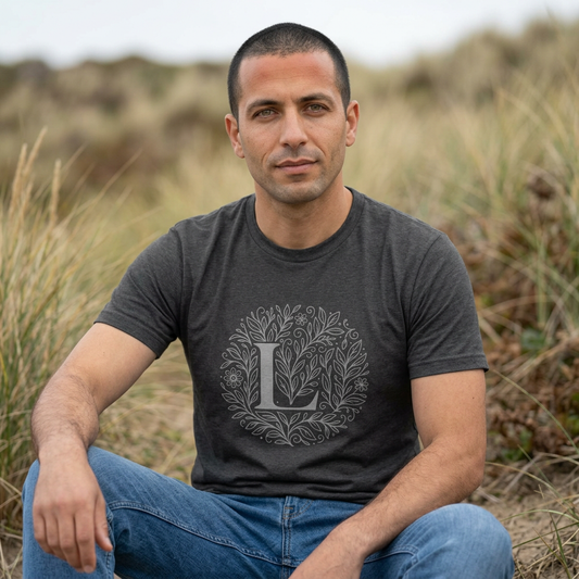 Personalized Initial L Graphic Tee, Unisex Heavy Cotton T-Shirt