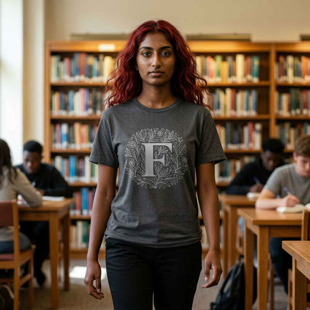 Personalized Initial F Graphic Tee, Heavy Cotton Unisex T-Shirt