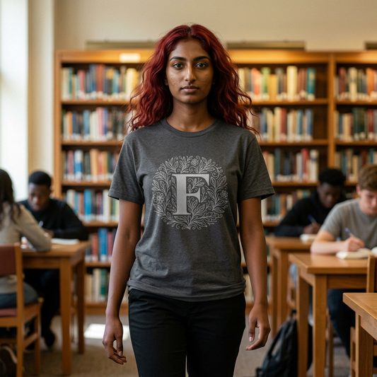 Personalized Initial F Graphic Tee, Heavy Cotton Unisex T-Shirt