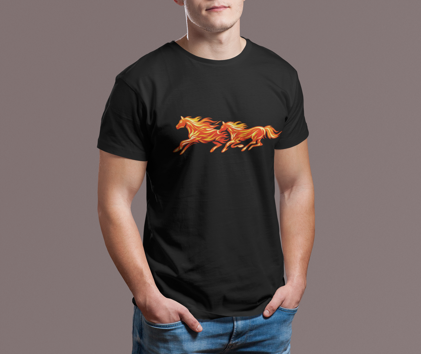 Fiery Running Horse Graphic T-Shirt | Flaming Horse Tee | Equestrian Horse Lover Shirt