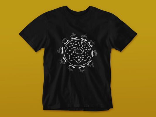 Donut and Coffee T-Shirt, Coffee Lover Shirt, Cute Minimal Line Art Tee, Donut Graphic Tee, Gift for Coffee Lovers