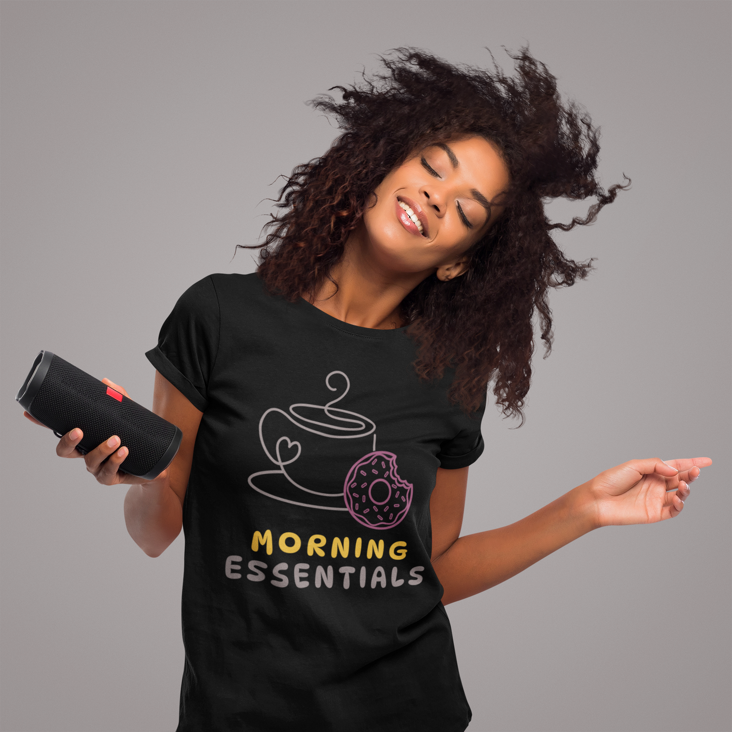 Morning Essentials T-Shirt | Coffee & Donut Graphic Tee, Cute Breakfast Lover Shirt, Cozy Coffee Lover Gift, Minimalist Unisex Tee