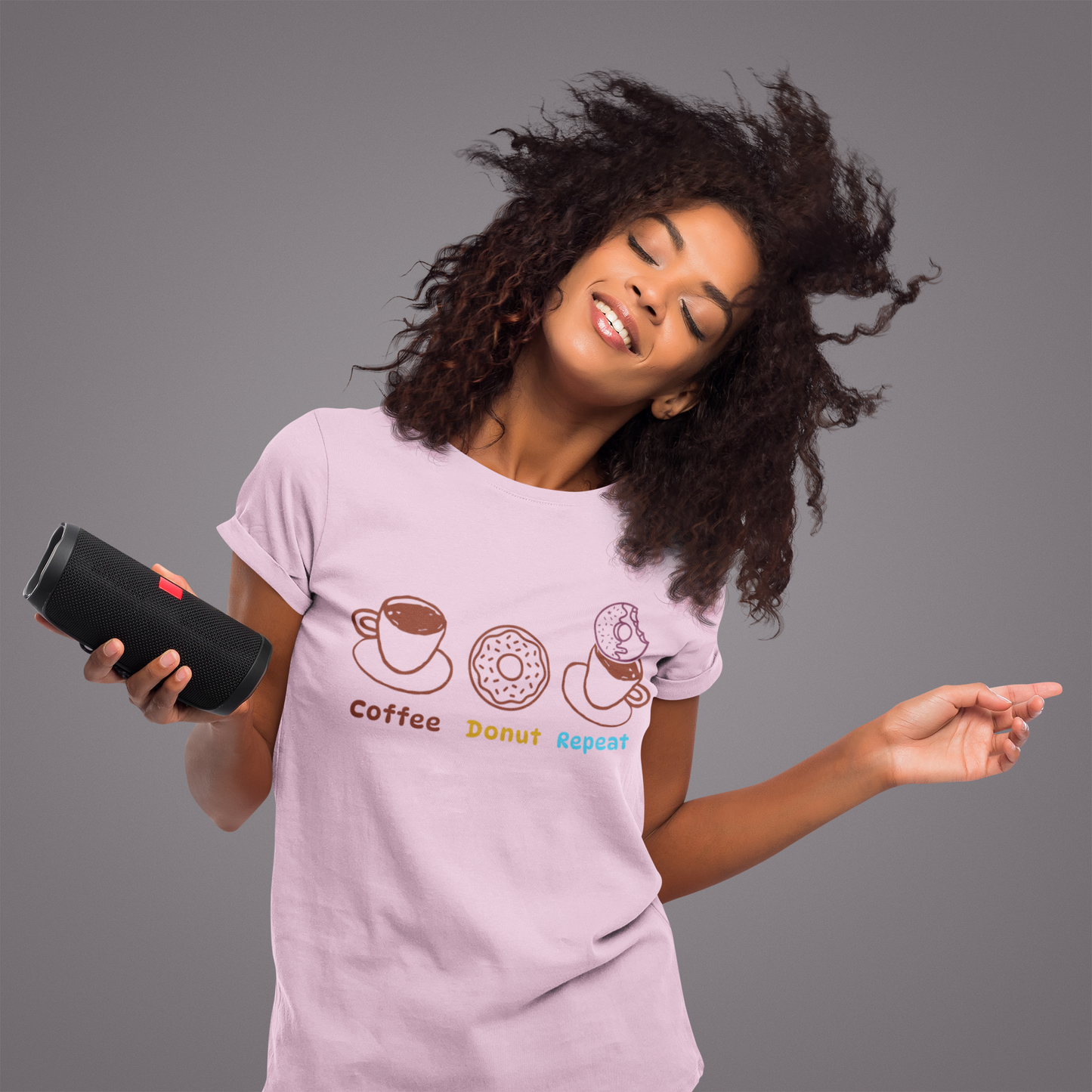 Coffee Donut Repeat T-Shirt | Cute Coffee & Donut Graphic Tee, Minimalist Breakfast Lover Shirt, Cozy Café Unisex Tee