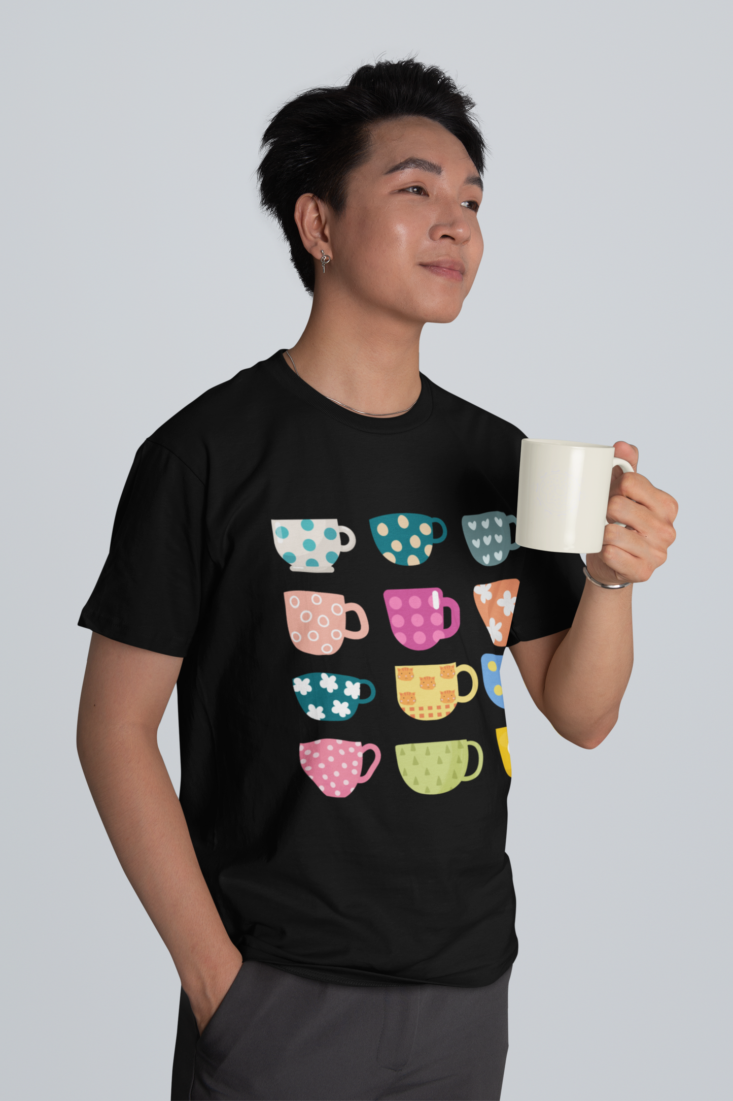 Coffee Cups Tee — Cute Colorful Mugs Graphic T-Shirt