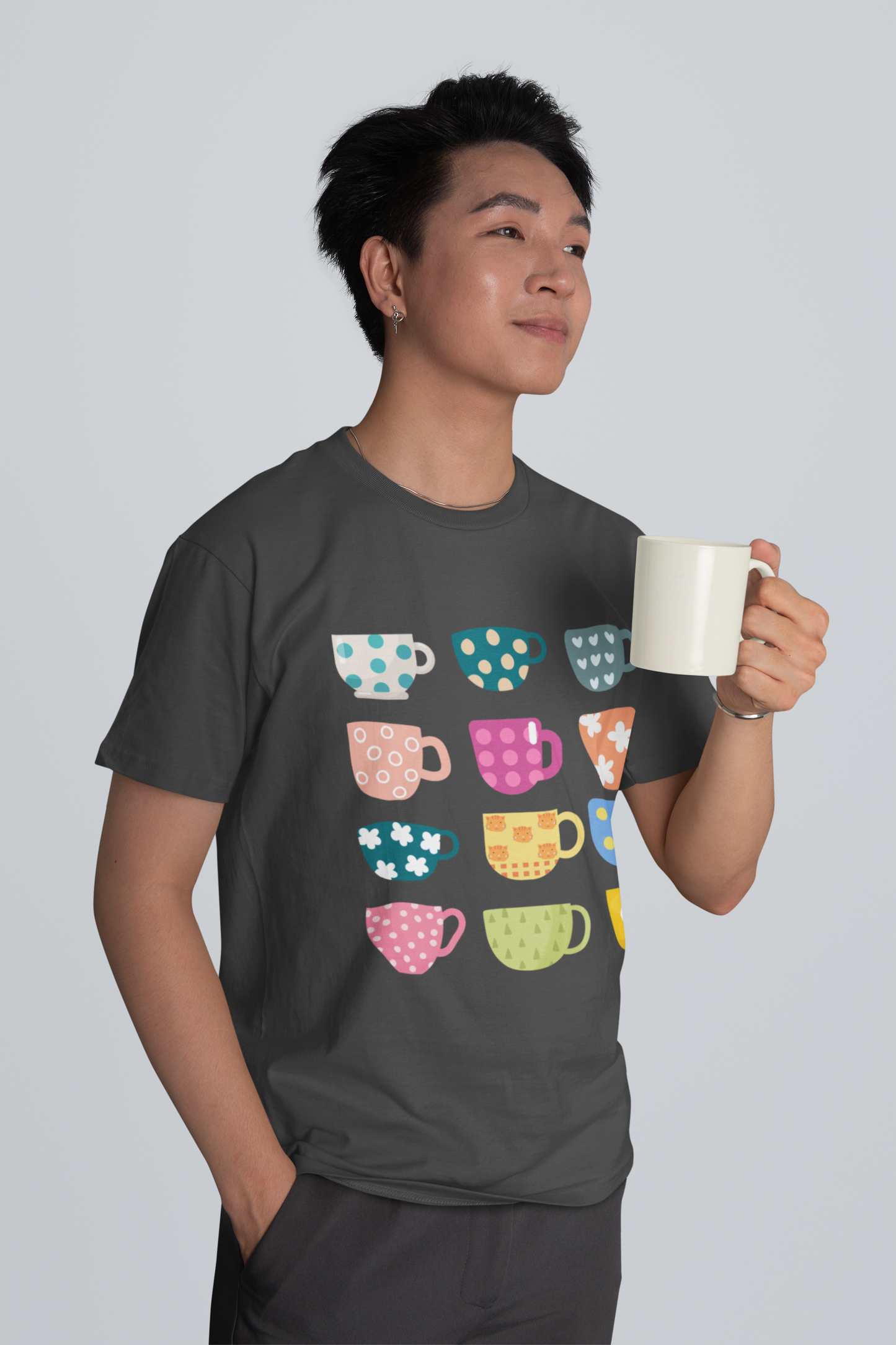 Coffee Cups Tee — Cute Colorful Mugs Graphic T-Shirt