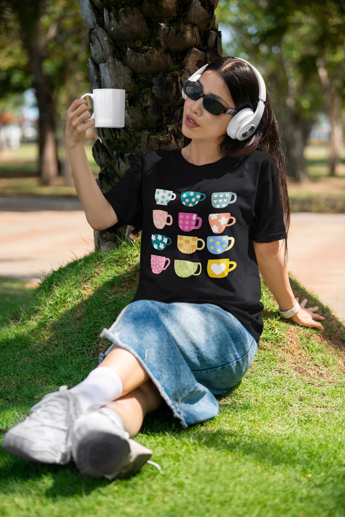 Coffee Cups Tee — Cute Colorful Mugs Graphic T-Shirt