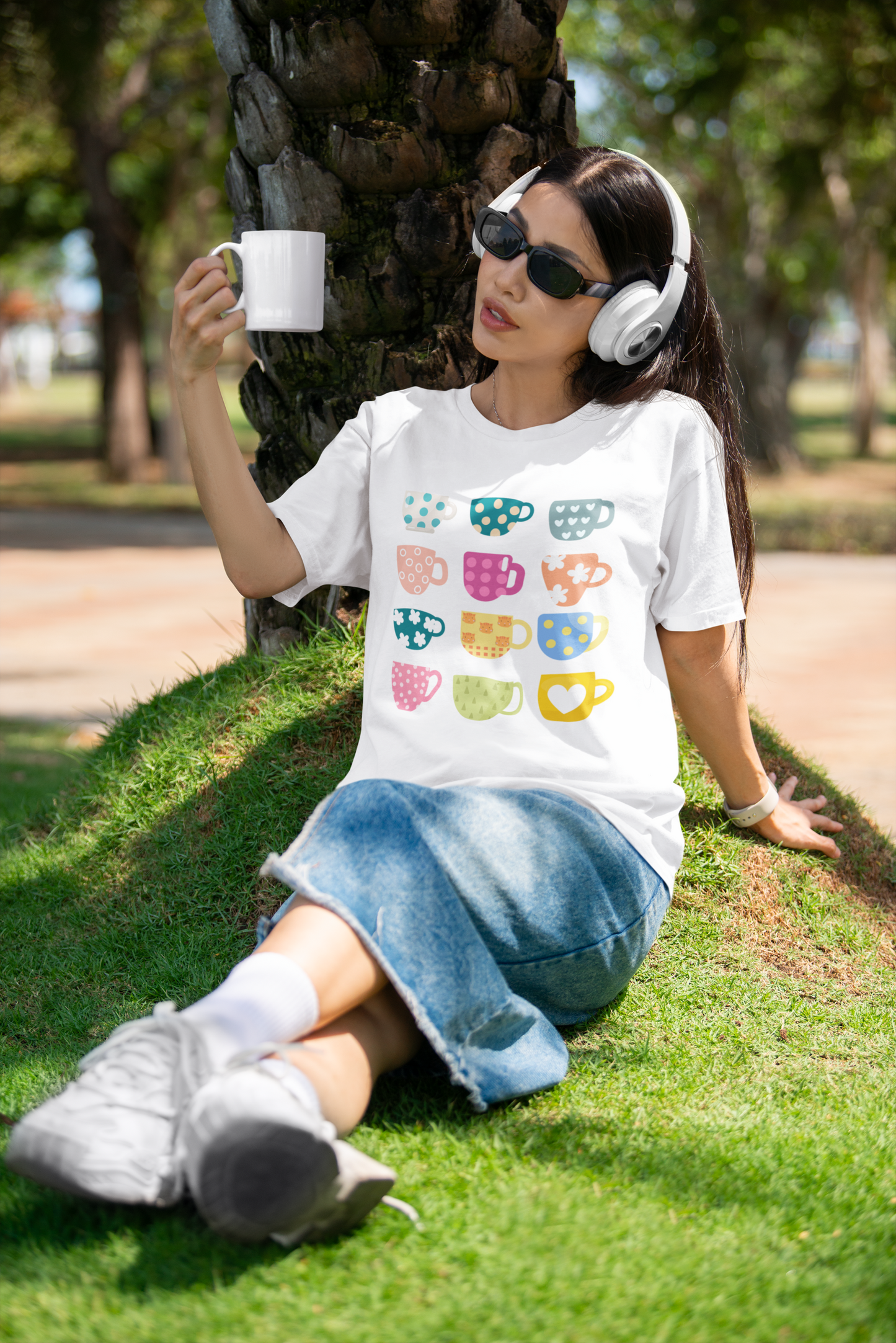 Coffee Cups Tee — Cute Colorful Mugs Graphic T-Shirt