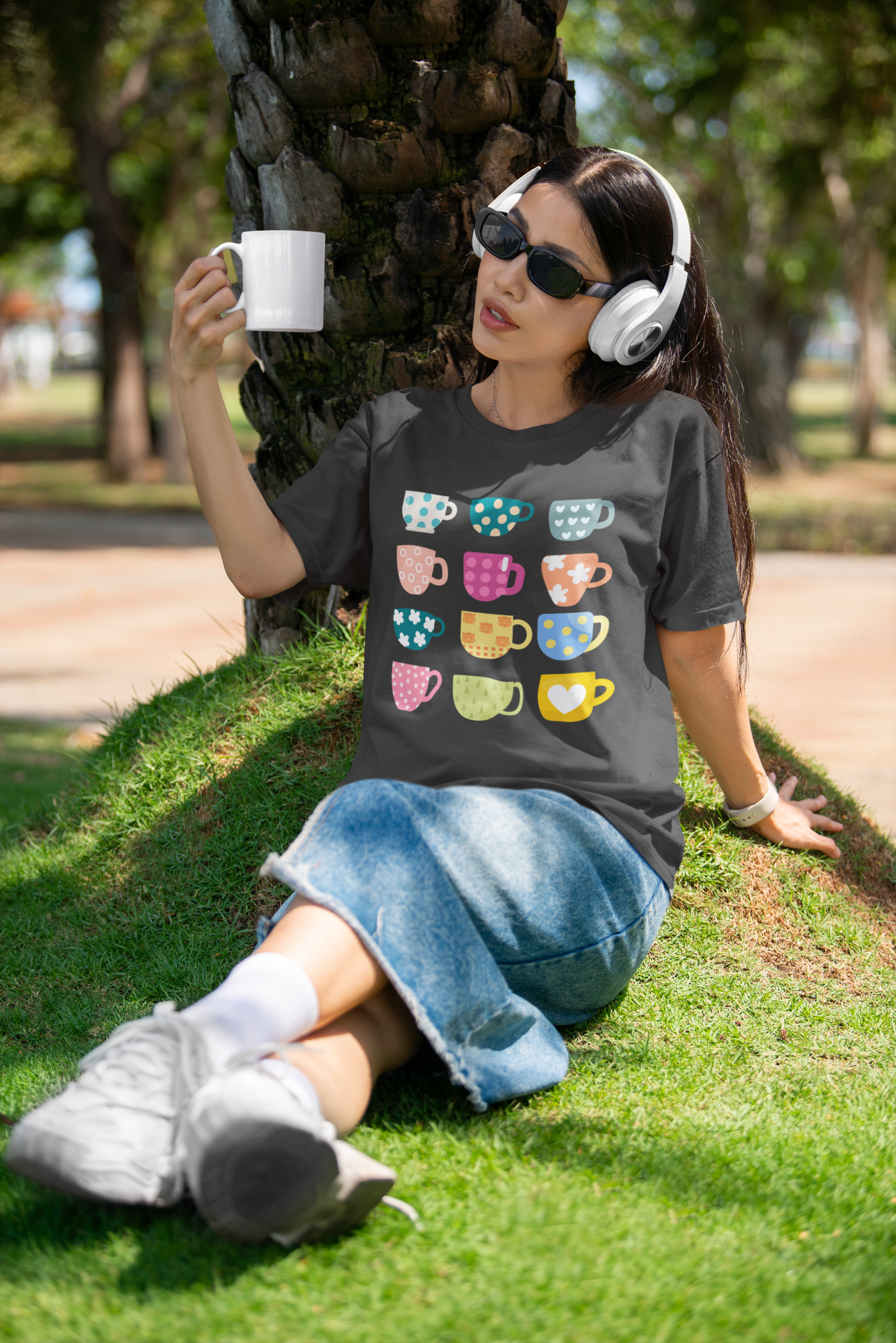 Coffee Cups Tee — Cute Colorful Mugs Graphic T-Shirt