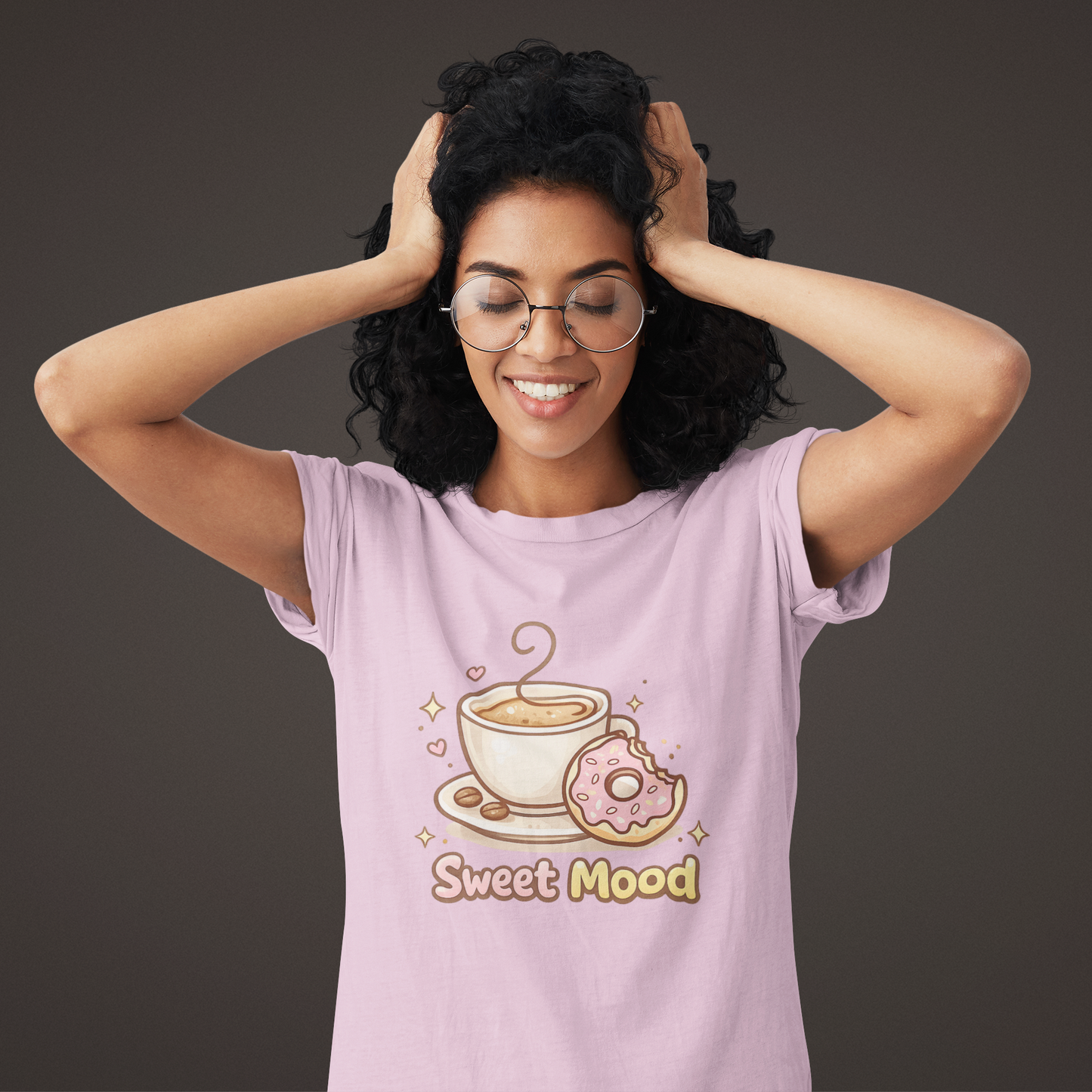 Sweet Mood Coffee Donut T-Shirt, Cute Coffee Lover Tee, Donut Graphic Shirt, Cafe Gift, Breakfast Lover Tee, Unisex Cotton Tee