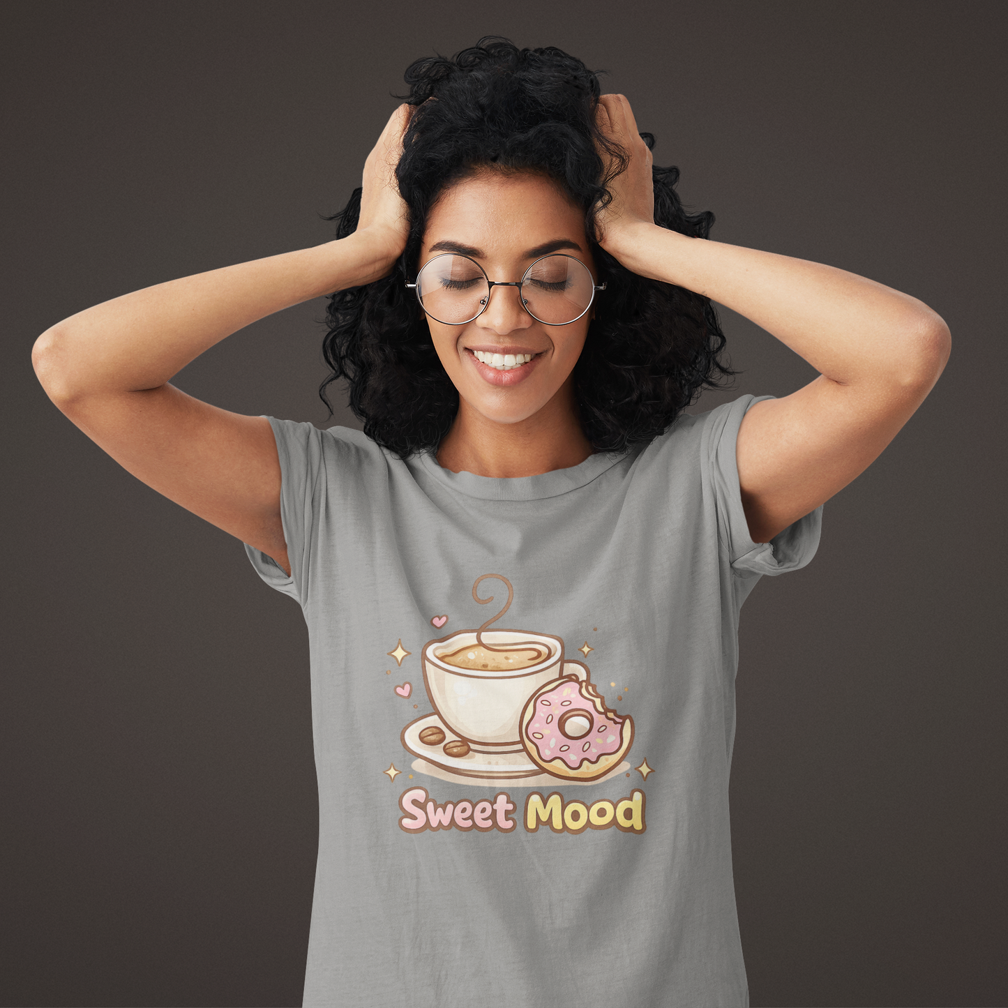 Sweet Mood Coffee Donut T-Shirt, Cute Coffee Lover Tee, Donut Graphic Shirt, Cafe Gift, Breakfast Lover Tee, Unisex Cotton Tee