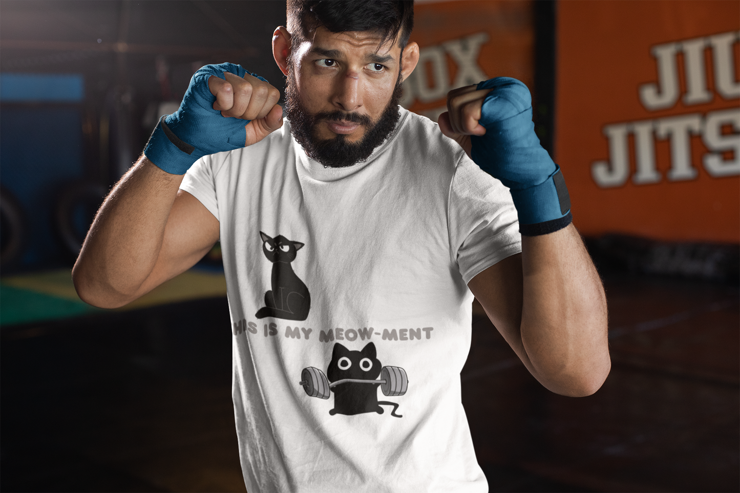 Funny Cat Workout T-Shirt – This Is My Meow-ment Gym Tee, Cat Lover Fitness Shirt, Weightlifting Cat Graphic Tee, Gift for Gym Lovers