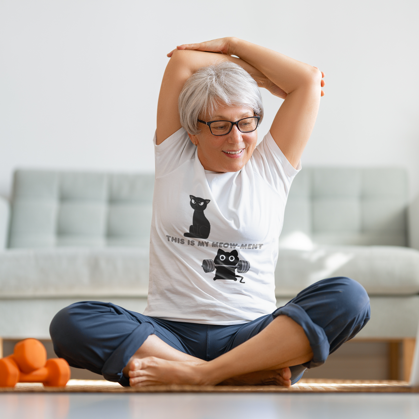 Funny Cat Workout T-Shirt – This Is My Meow-ment Gym Tee, Cat Lover Fitness Shirt, Weightlifting Cat Graphic Tee, Gift for Gym Lovers